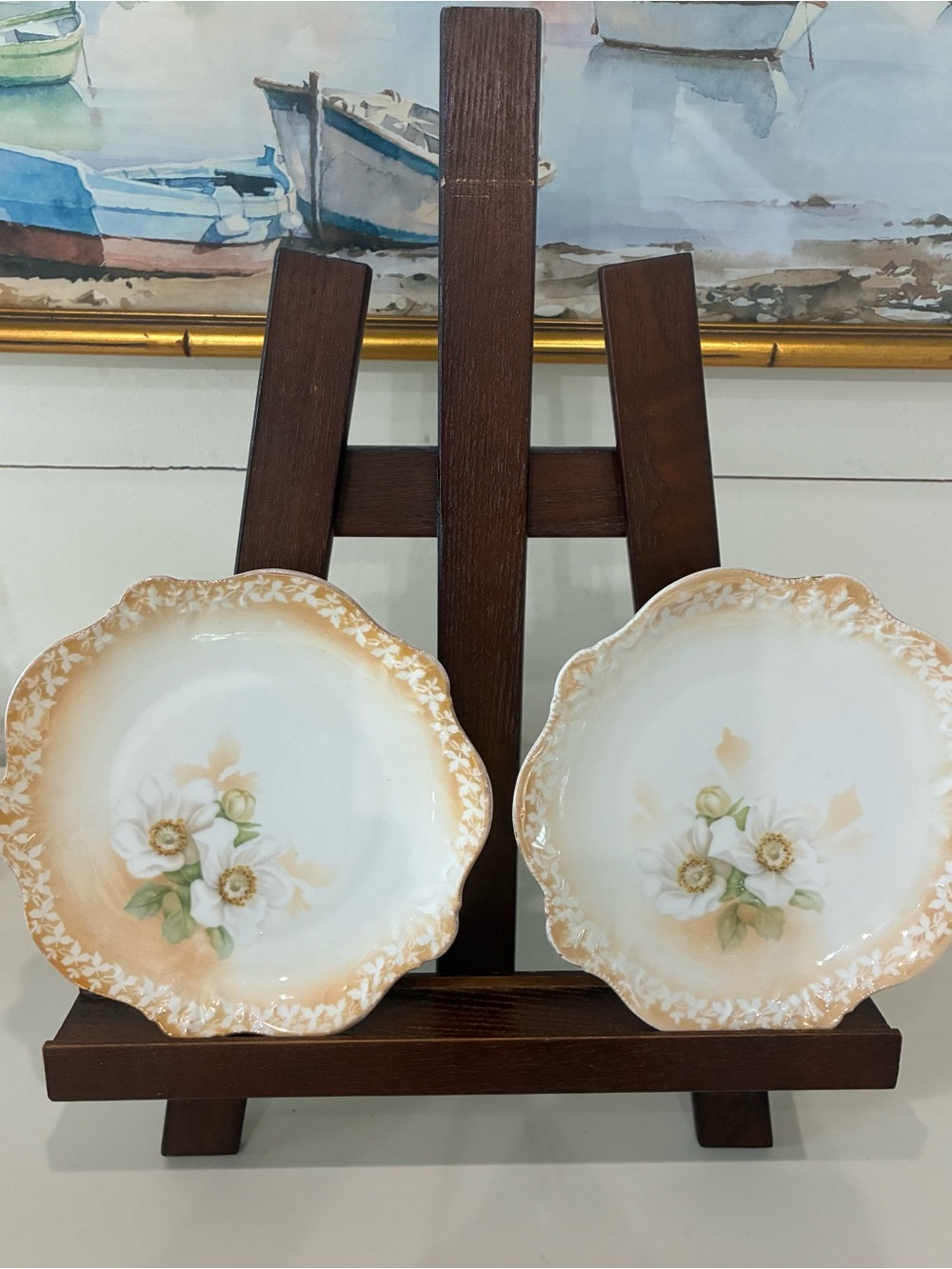 Antique R.S. Germany Floral Bread Plates - Set of 2 - Hand Painted like new